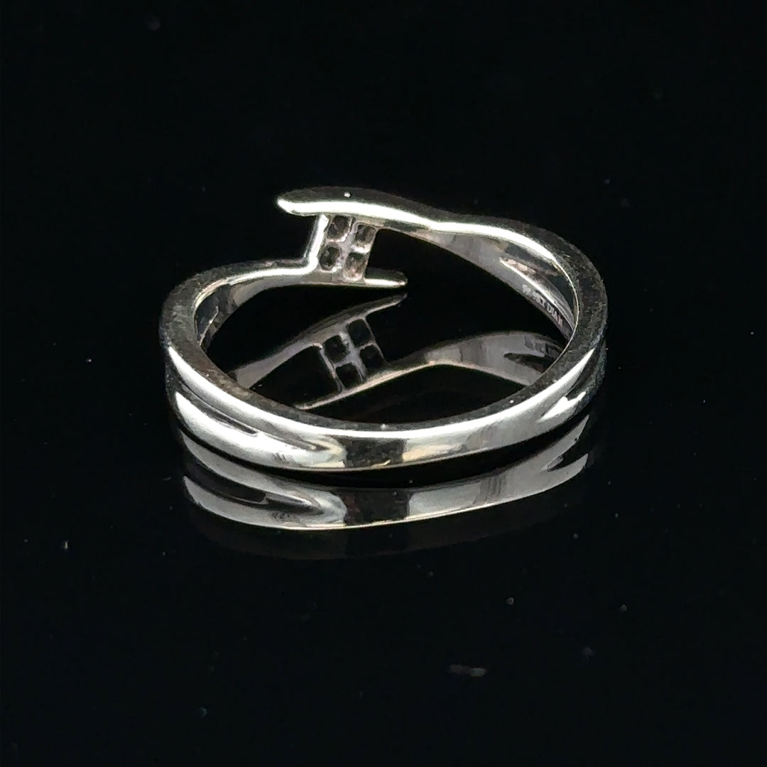 9ct white gold diamond ring in size O with sparkling diamonds, showcasing elegant jewelry craftsmanship.