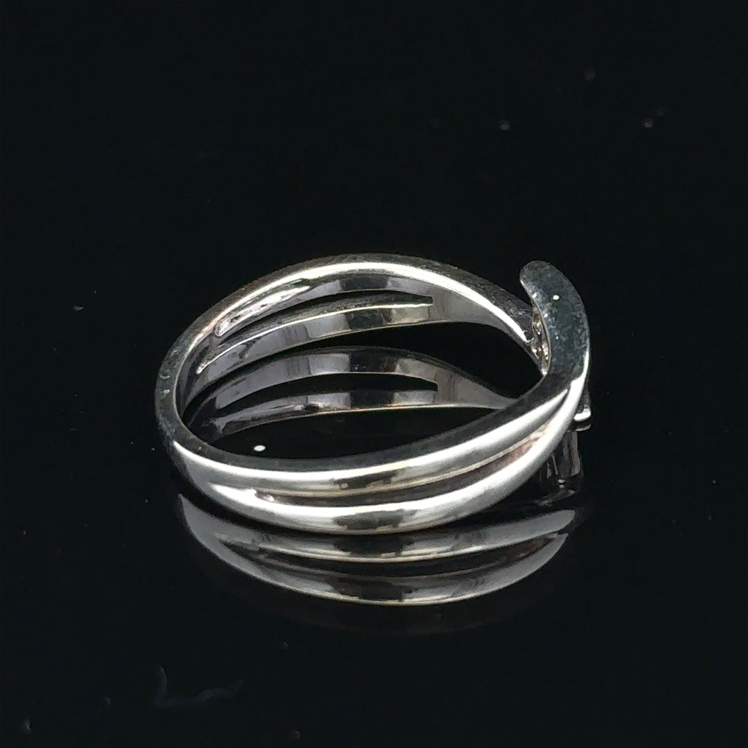 9ct white gold diamond ring in size O with a sparkling central diamond and delicate band, unbranded jewelry.