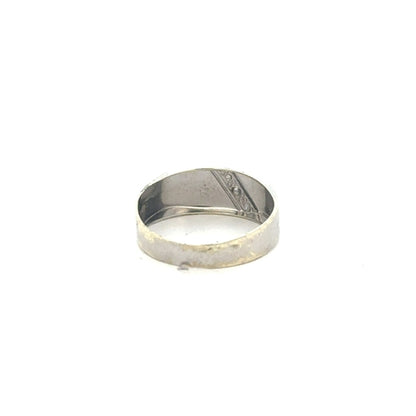 9ct white gold diamond ring in size O with sparkling diamonds, showcasing a sleek and elegant jewelry design.