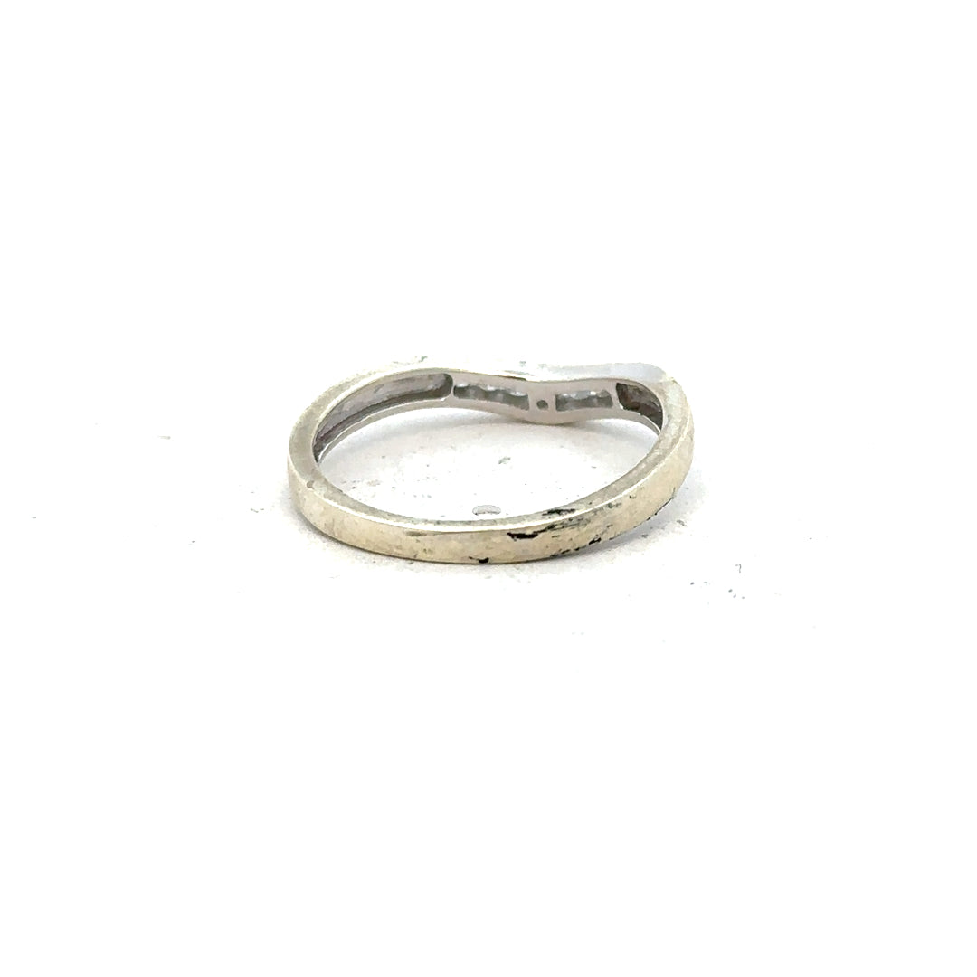 9ct white gold diamond ring in size P with sparkling diamonds, displayed on a plain background.