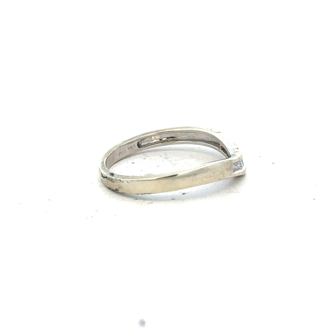 9ct white gold diamond ring in size P with sparkling diamonds, featuring a sleek and elegant design.