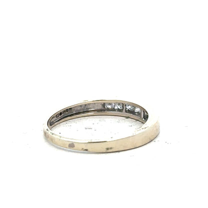 9ct white gold diamond ring in size Q with sparkling diamonds, showcasing a sleek and elegant jewelry design.