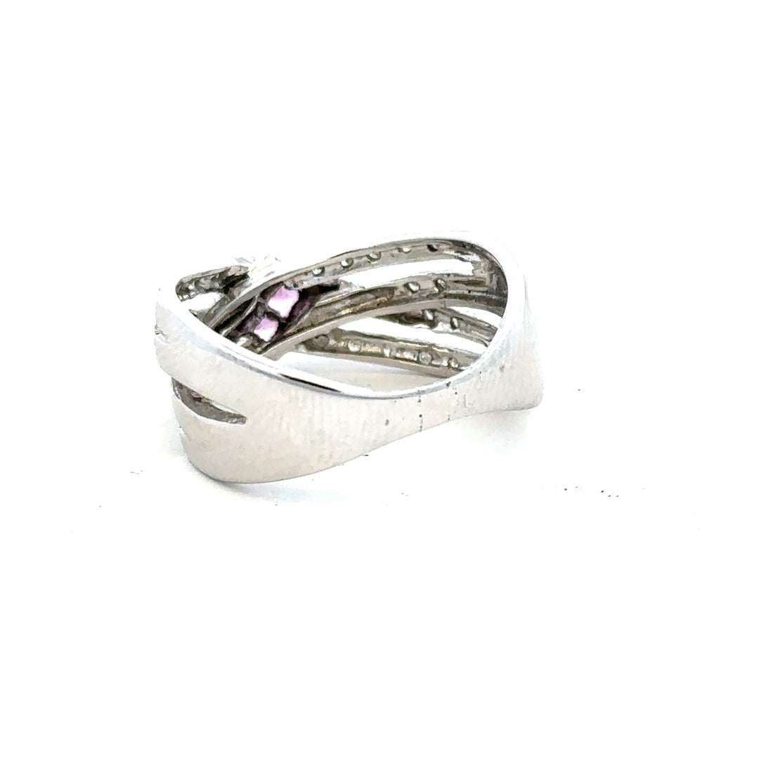 9ct white gold diamond ring in size Q with sparkling diamonds, showcasing elegant jewelry craftsmanship.