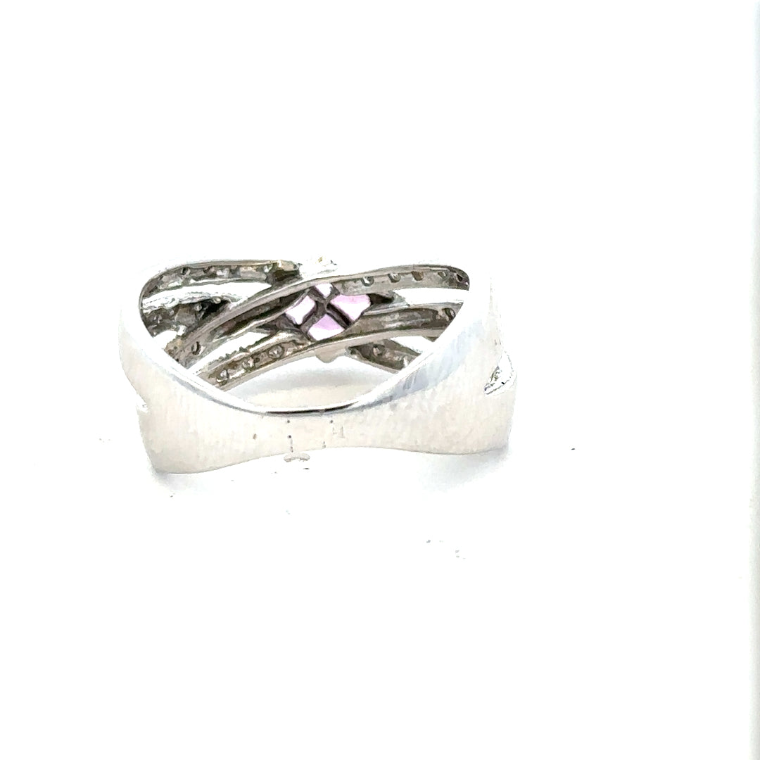 9ct white gold diamond ring in size Q with sparkling diamonds, showcasing an elegant jewelry design.