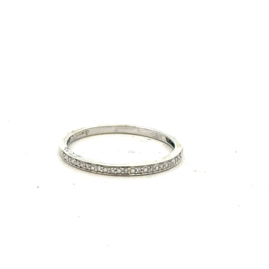 9ct white gold diamond ring in size S featuring a sparkling central diamond and a sleek, polished band.