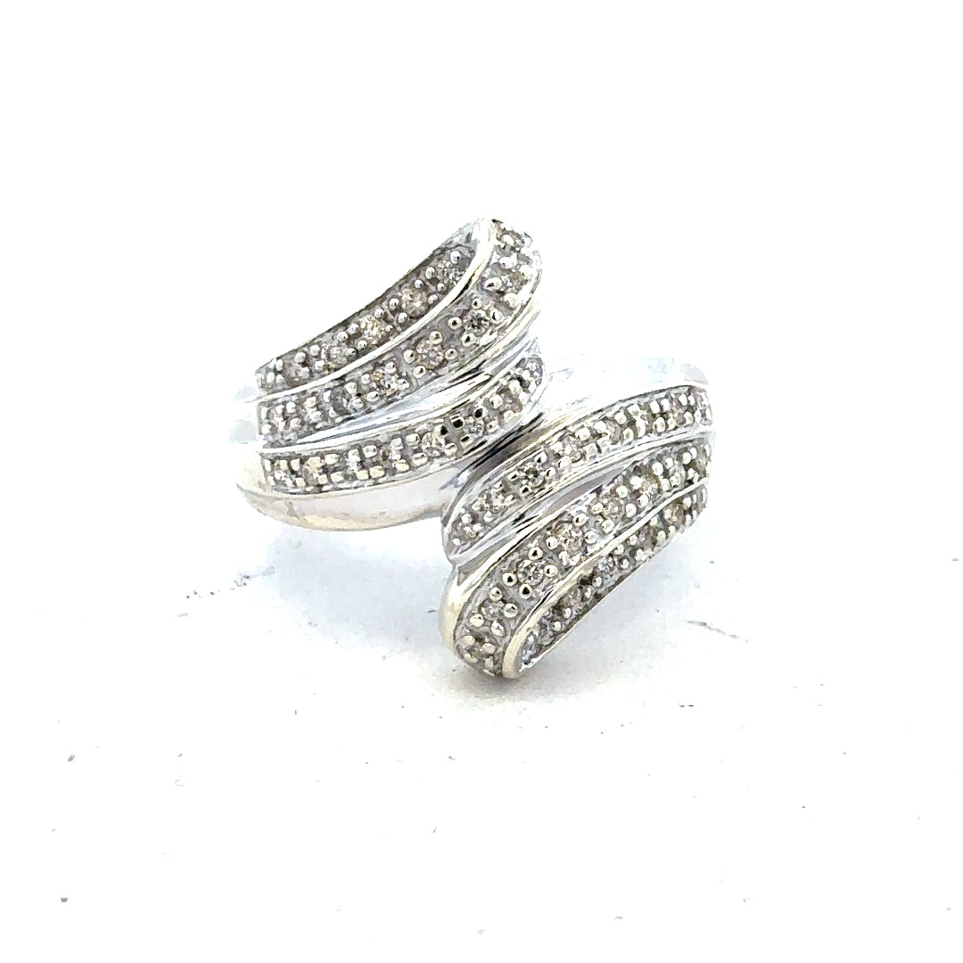 9ct white gold diamond ring with half-carat center stone in size N 1/2, showcasing a sleek, elegant design.