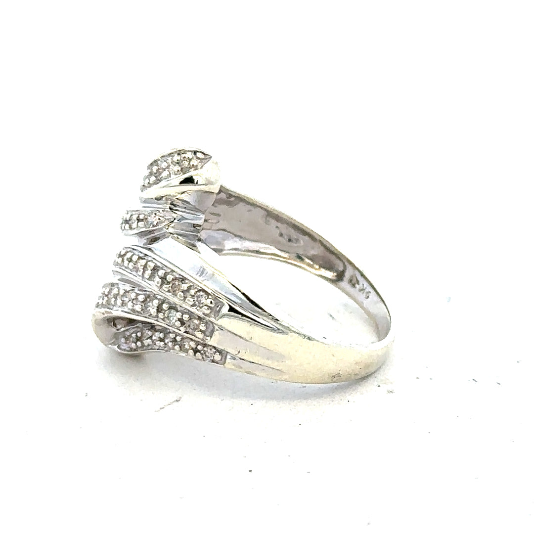9ct white gold half-carat diamond ring in size N 1/2, featuring sparkling diamonds and sleek band design.