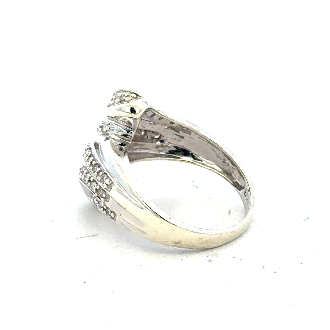 9ct white gold half-carat diamond ring in size N 1/2, featuring a sparkling diamond setting and elegant band design.