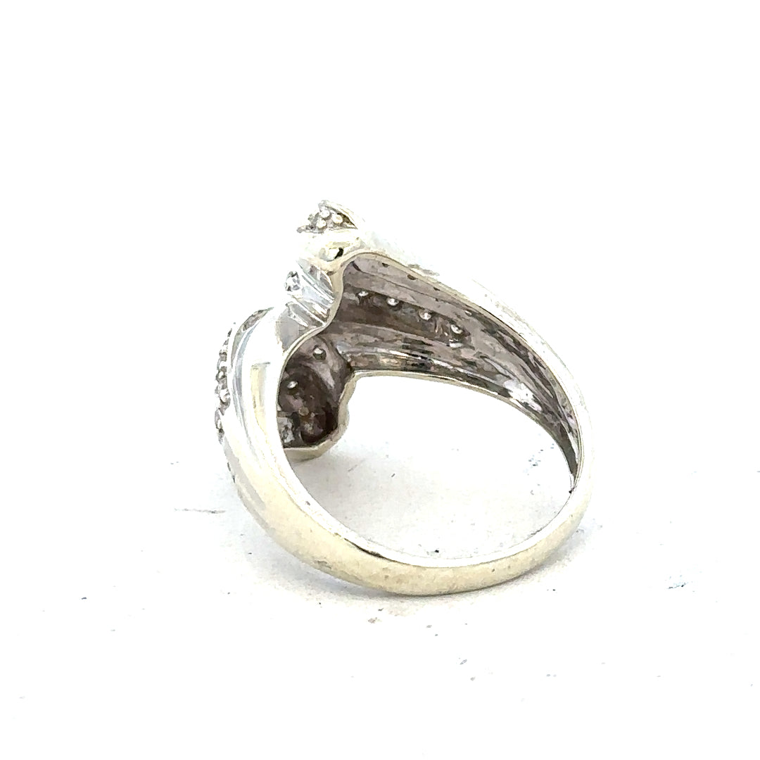 9ct white gold half-carat diamond ring in size N1/2 with sparkling diamonds, unbranded jewelry for elegant wear