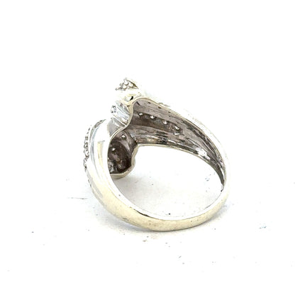 9ct white gold half-carat diamond ring in size N1/2 with sparkling diamonds, unbranded jewelry for elegant wear