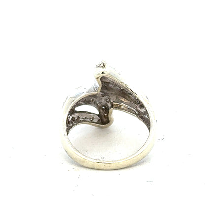 9ct white gold half carat diamond ring size N 1/2 showing the elegant band with sparkling diamonds.