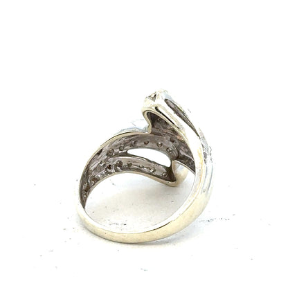 9ct white gold diamond ring with half-carat center stone, size N1/2, featuring a sleek, elegant design.