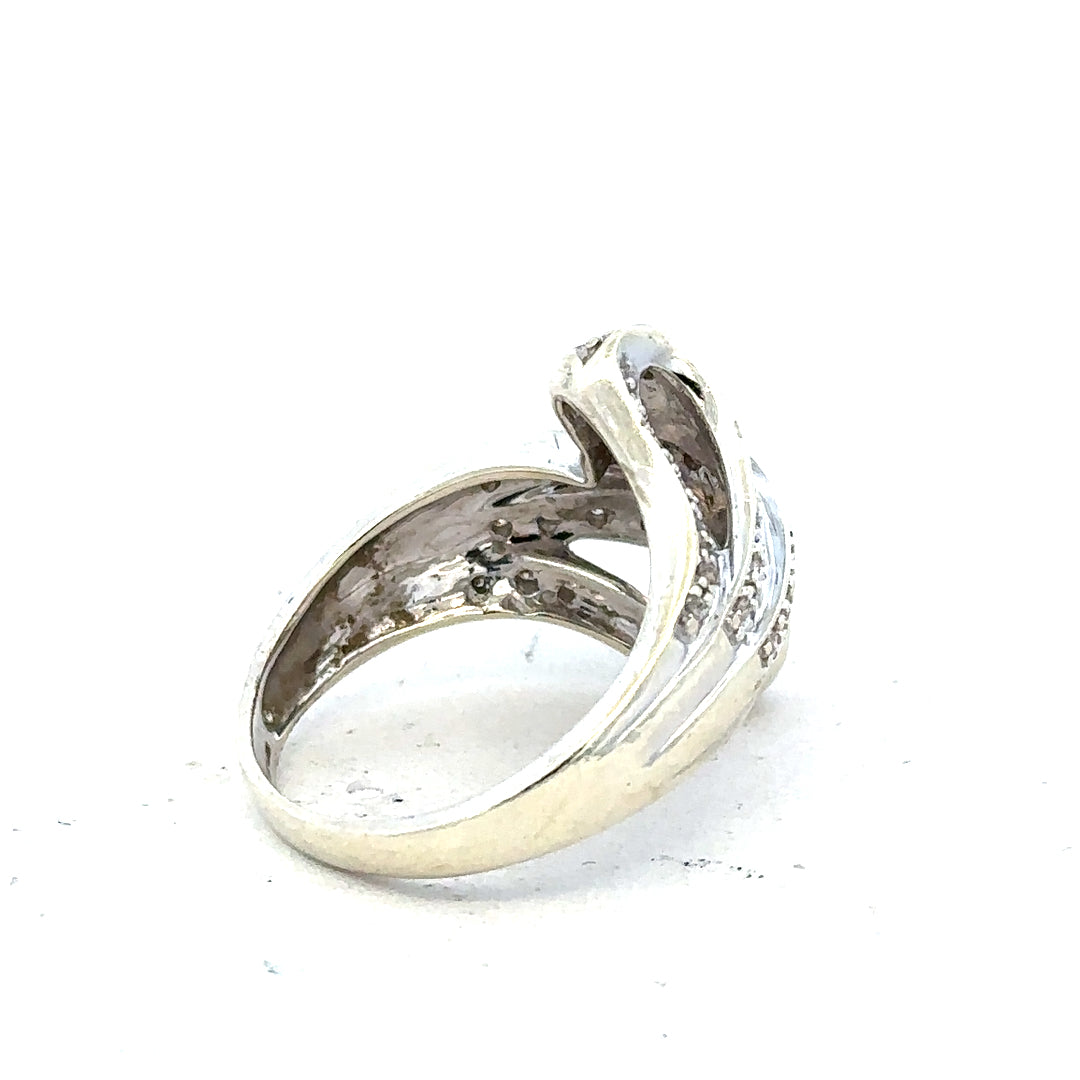 9ct white gold half carat diamond ring in size N 1/2, featuring a sparkling central diamond and elegant band.