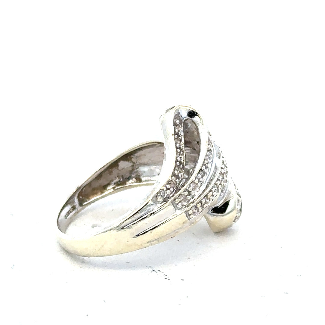 9ct white gold diamond ring with half-carat sparkle, size N1/2, featuring elegant design and unbranded craftsmanship.