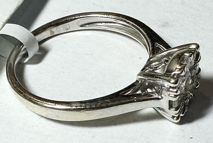9ct white gold lab-grown diamond ring in size M with sparkling diamonds, showcasing elegant jewelry craftsmanship.