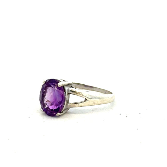9ct white gold ring in size K with a simple, elegant band, showcasing a smooth polished finish.