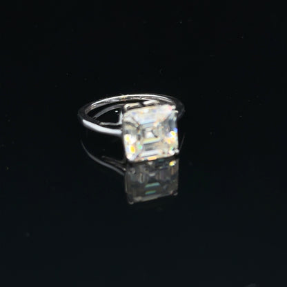 9ct white gold ring in size L with a sleek, polished finish, showcasing a simple and elegant design.