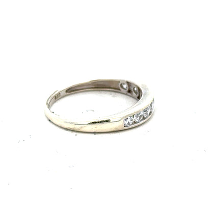 9ct white gold ring in size L with a smooth band, unbranded jewelry, displayed on a neutral background.