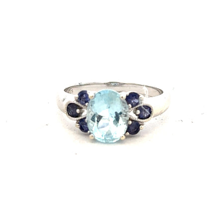 9ct white gold ring size N with a smooth band, displayed in a close-up image showing its polished finish.