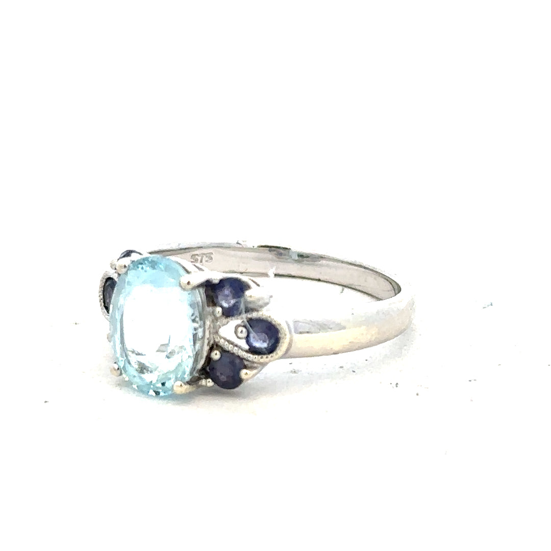 9ct white gold ring in size N, featuring a sleek band and polished finish, displayed on a neutral background.