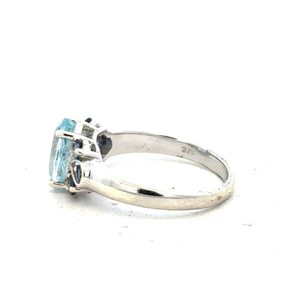 9ct white gold ring in size N with a smooth band, shown in a close-up image highlighting its polished finish.