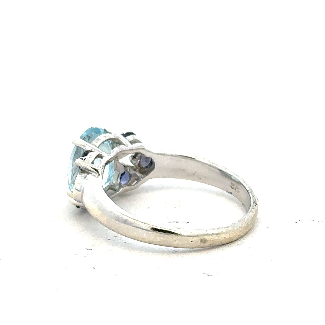 9ct white gold ring in size N with a smooth band, unbranded jewelry shown in the image.