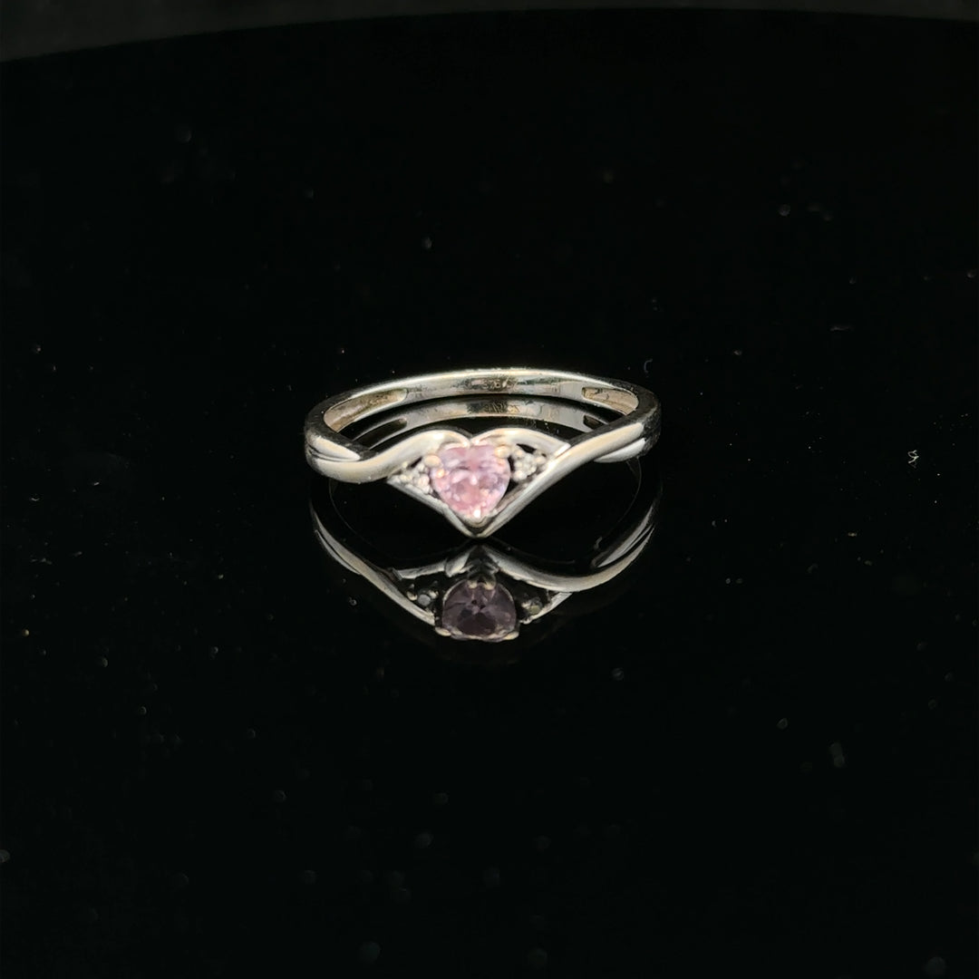 9ct white gold ring size O with a smooth polished band, unbranded jewelry, photographed on a plain background.