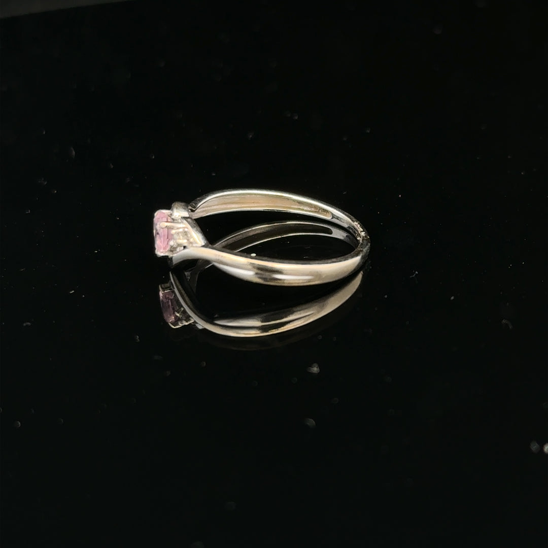 9ct white gold ring in size O with a sleek, polished finish, showcasing elegant craftsmanship.