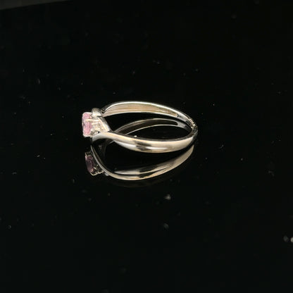 9ct white gold ring in size O with a sleek, polished finish, showcasing elegant craftsmanship.