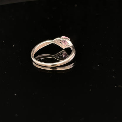 9ct white gold ring in size O with a smooth, polished finish, displayed on a neutral background.