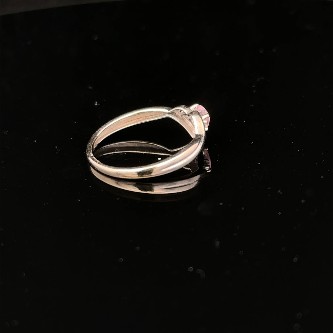 9ct white gold ring in size O with a smooth band, showcasing a sleek and elegant design.