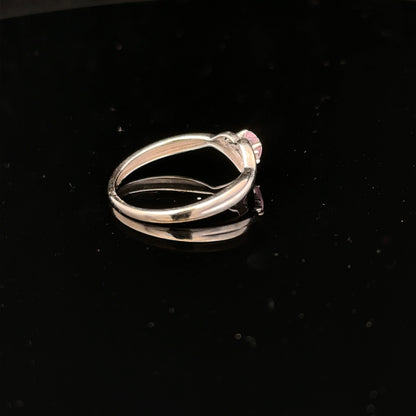 9ct white gold ring in size O with a smooth band, showcasing a sleek and elegant design.