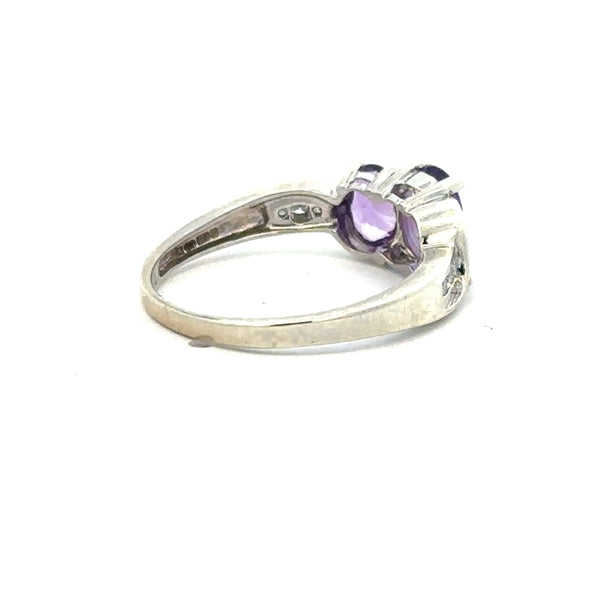 9ct white gold ring in size O1/2 with a smooth band, unbranded, detailed shot of the jewelry piece.