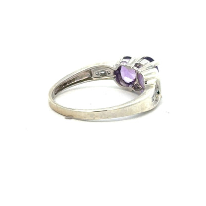 9ct white gold ring in size O1/2 with a smooth band, unbranded, detailed shot of the jewelry piece.