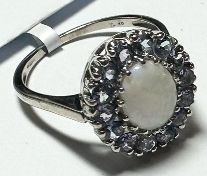 9ct white gold ring size S with a smooth band, unbranded jewelry, showcasing a sleek and elegant design.