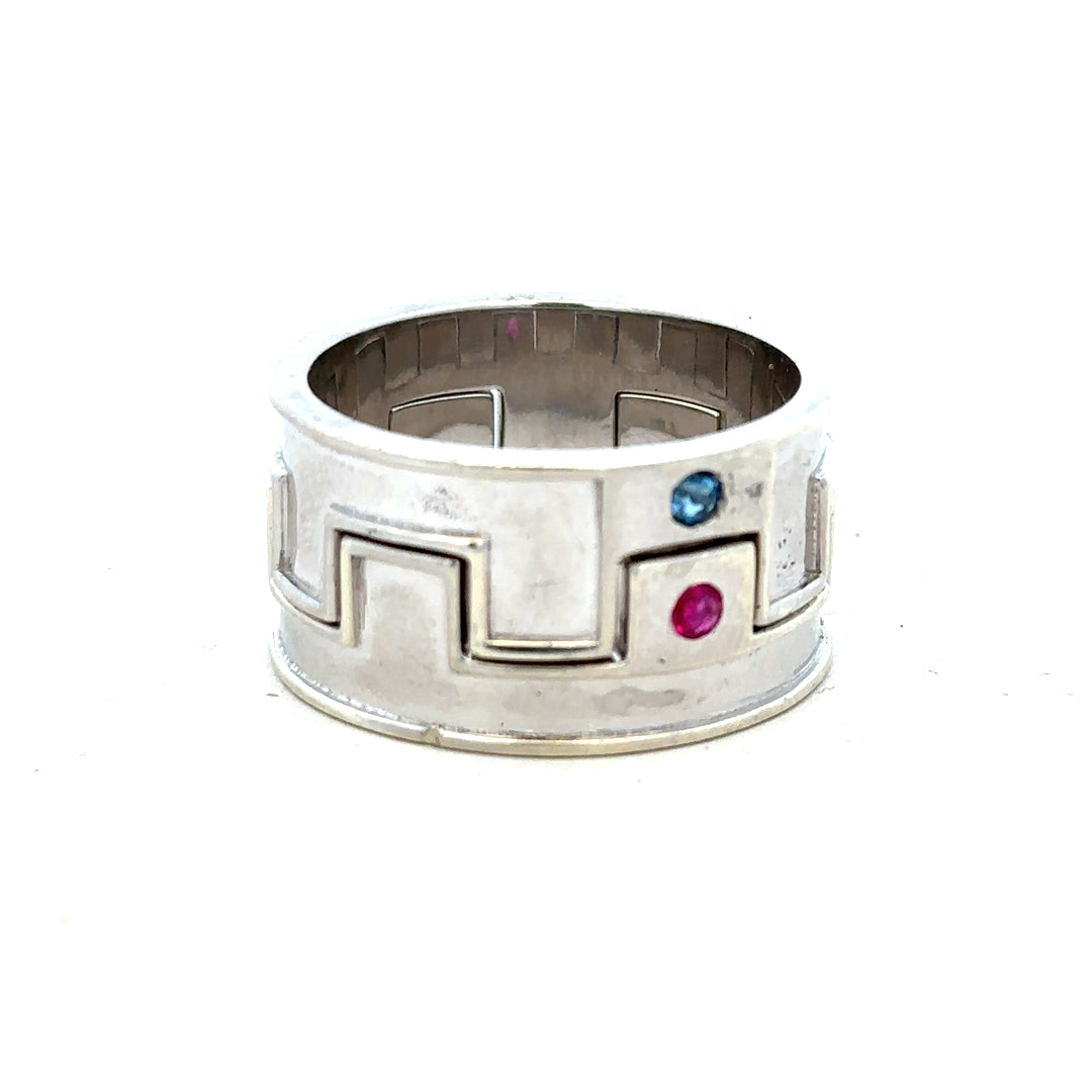 9ct white gold ring in size Z4 with a sleek, polished band, displayed on a neutral background.