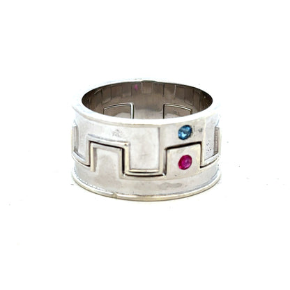 9ct white gold ring in size Z4 with a sleek, polished band, displayed on a neutral background.