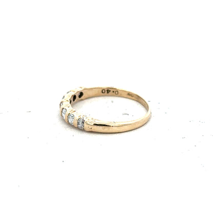 9ct yellow gold diamond ring with 0.40 carat diamond, size N, featuring a sleek, elegant design.