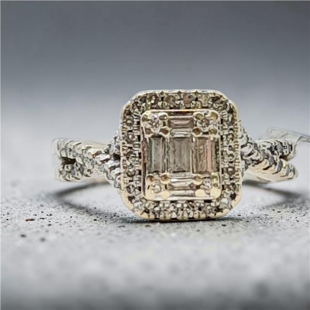 9ct yellow gold diamond ring with 0.62ct diamonds, size M, featuring a classic elegant design.