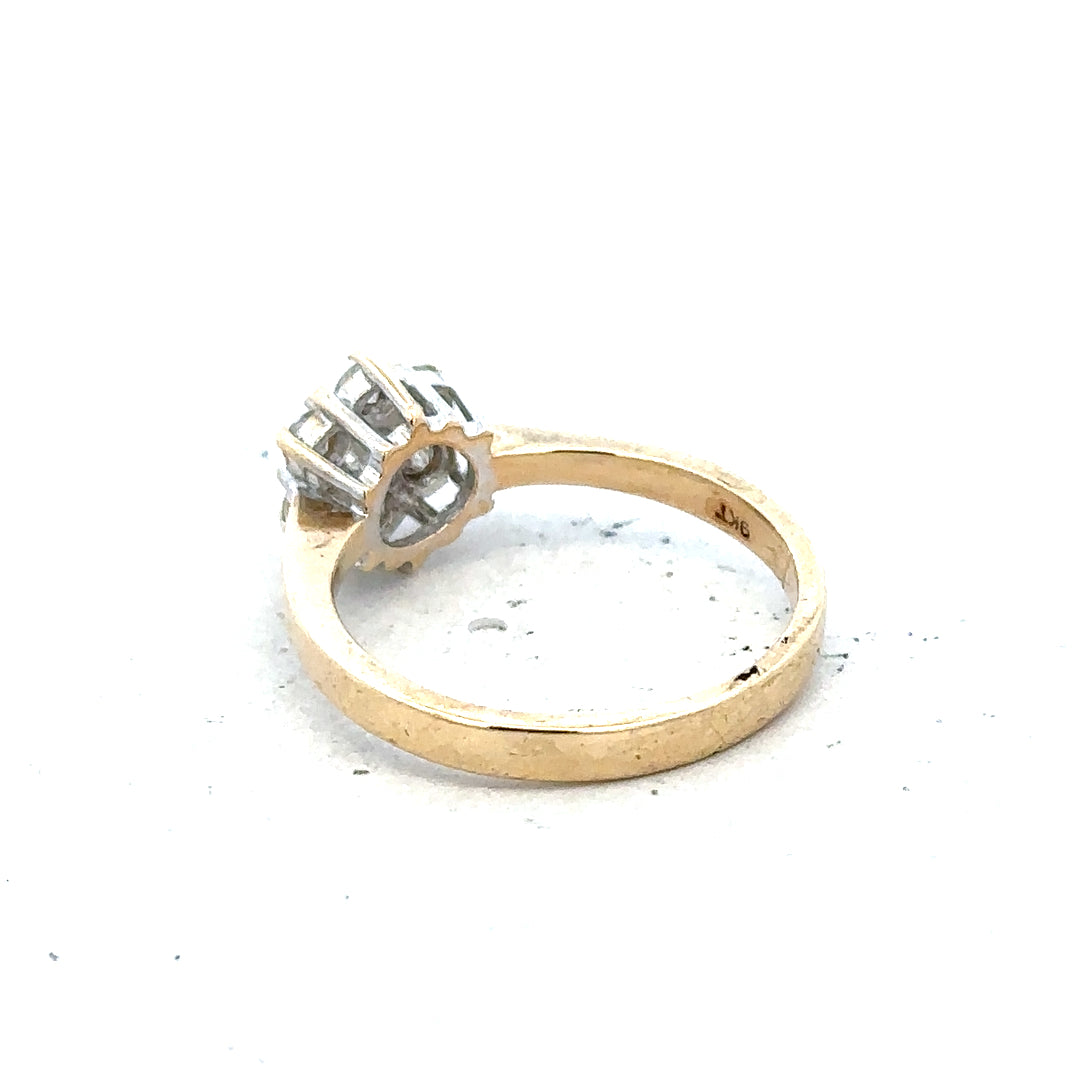 9ct yellow gold diamond ring with half-caret sparkle, size N, featuring a classic design and unbranded craftsmanship.