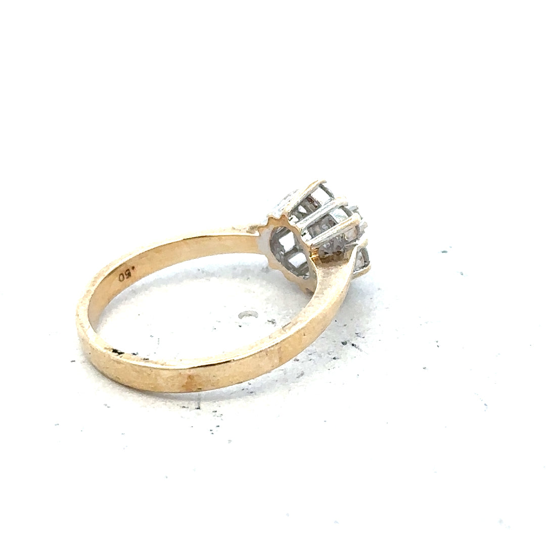9ct yellow gold diamond ring with 1/2 carat center stone, size N, featuring a classic and elegant design.