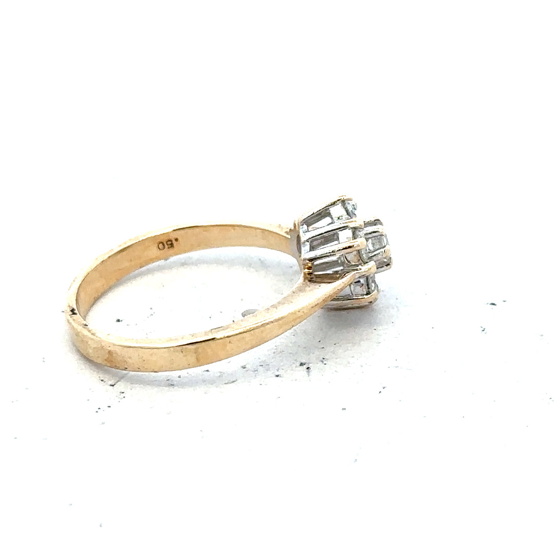 9ct yellow gold diamond ring with 1/2 carat total weight in size N, featuring a sparkling central diamond and elegant band.
