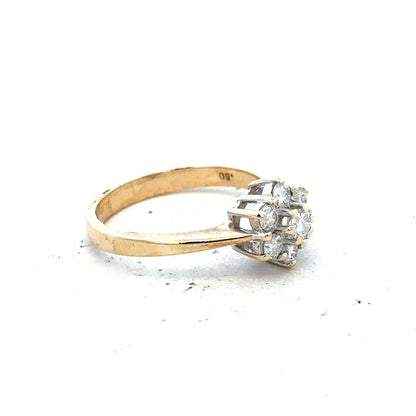 9ct yellow gold diamond ring with half-caret sparkle, size N, featuring a classic design and unbranded style.