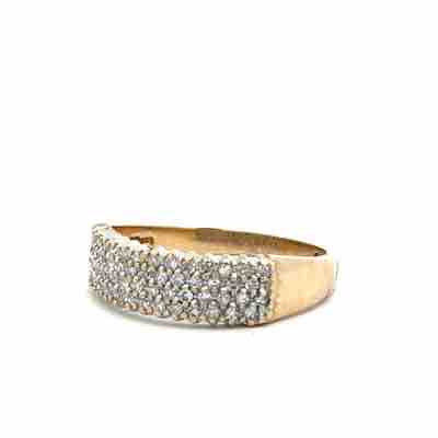 9ct yellow gold diamond ring with 1/3 carat solitaire, size O1/2, featuring a sparkling diamond setting.