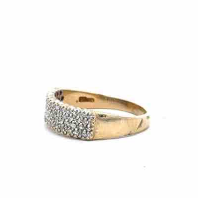 9ct yellow gold diamond ring with 1/3 carat round cut diamond, size O1/2, featuring a sleek band and elegant design.