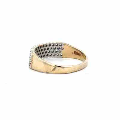 9ct yellow gold diamond ring with 1/3-caret round cut diamond, size O 1/2, displayed on a white background.