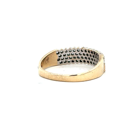 9ct yellow gold diamond ring with 1/3 carat round cut diamond, size O1/2, featuring a classic band design.