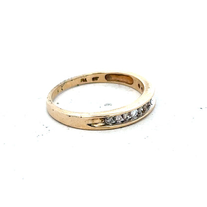 9ct yellow gold diamond ring with 1/4 carat center stone in size O1/2, featuring a classic design.