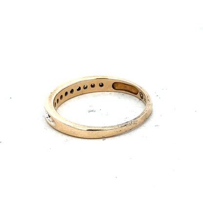 9ct yellow gold diamond ring with 1/4 carat center stone, size O1/2, featuring a simple elegant design.