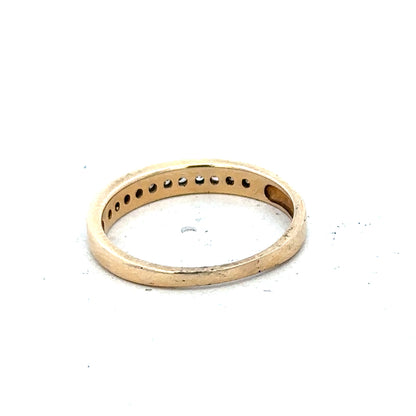 9ct yellow gold diamond ring with 1/4 carat center stone, size O1/2, featuring a classic design and sparkling diamond accents.